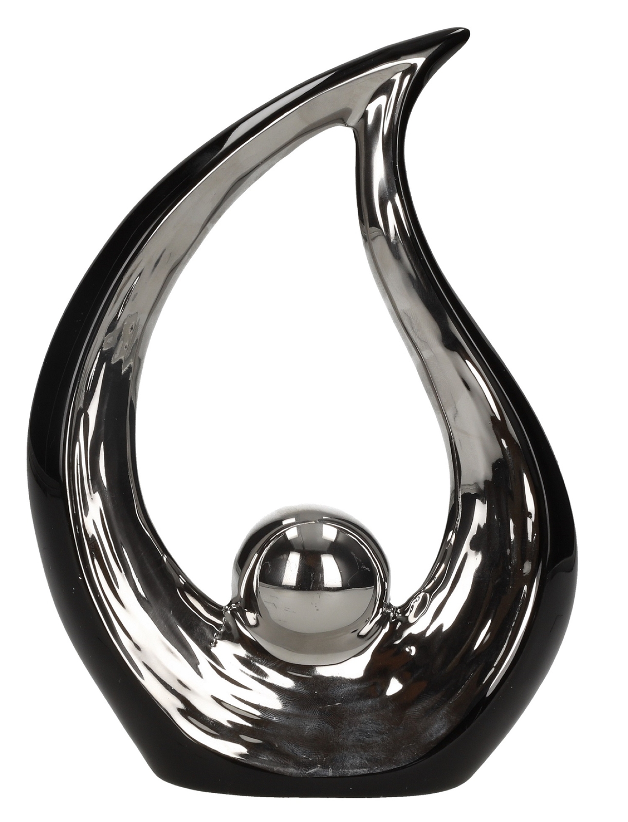 Betz Deko Figur Flamme 20 x 15 x 5 cm Farbe schwarz-silber