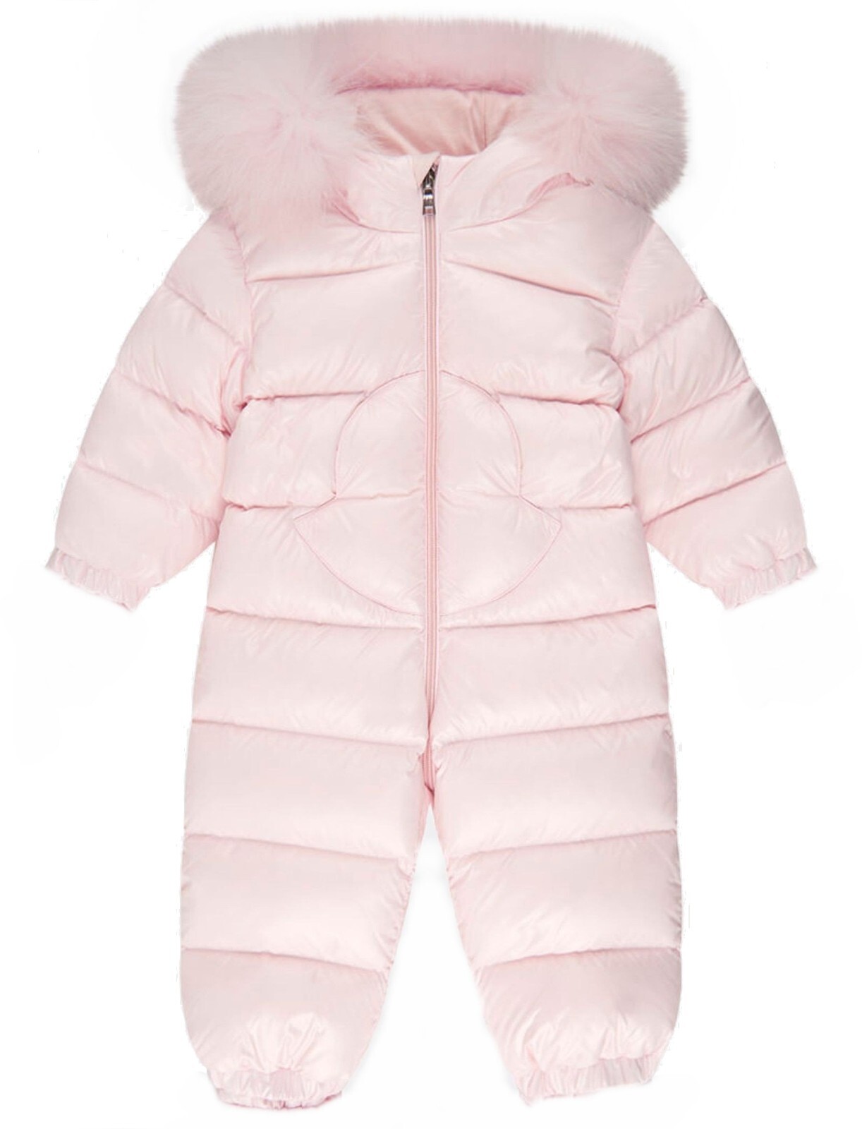 

НОВЫЙ СНЕЖНЫЙ КОСТЮМ MONCLER РОЗОВЫЙ, СТЕГАНЫЙ НА ГУСИНОМ ПУХЕ, С МЕХОВЫМ КАПЮШОНОМ ДЛЯ ДЕВОЧЕК 18/24 МЕСЯЦЕВ, Pink