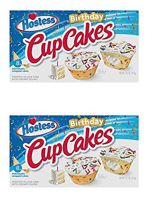 Hostess Birthday Cupcakes | 8 Count | 13.1 Oz | Pack of 2