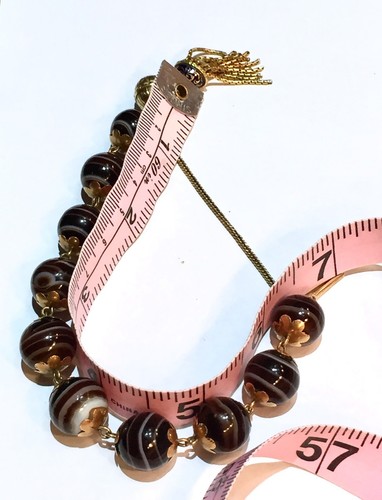 16k 18k Antique Victorian Banded Agate ORB Ball Enamel Tassel Charm Bracelet