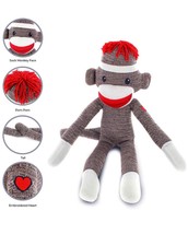 Sock Monkey Plush Classic Retro Brown Red Lips 20