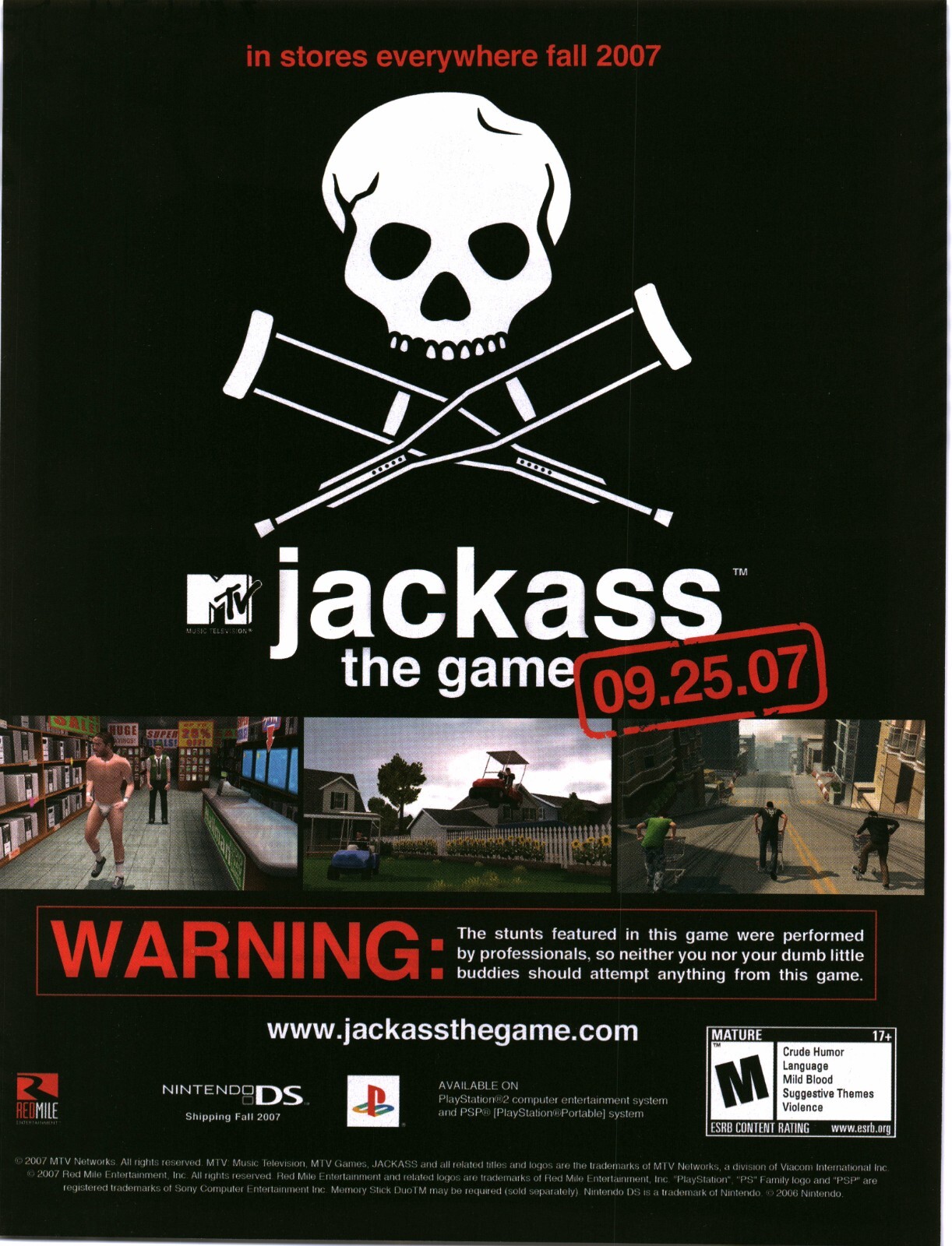 2007 PRINT AD - JACKASS THE GAME VIDEOGAME AD - GAMING ART