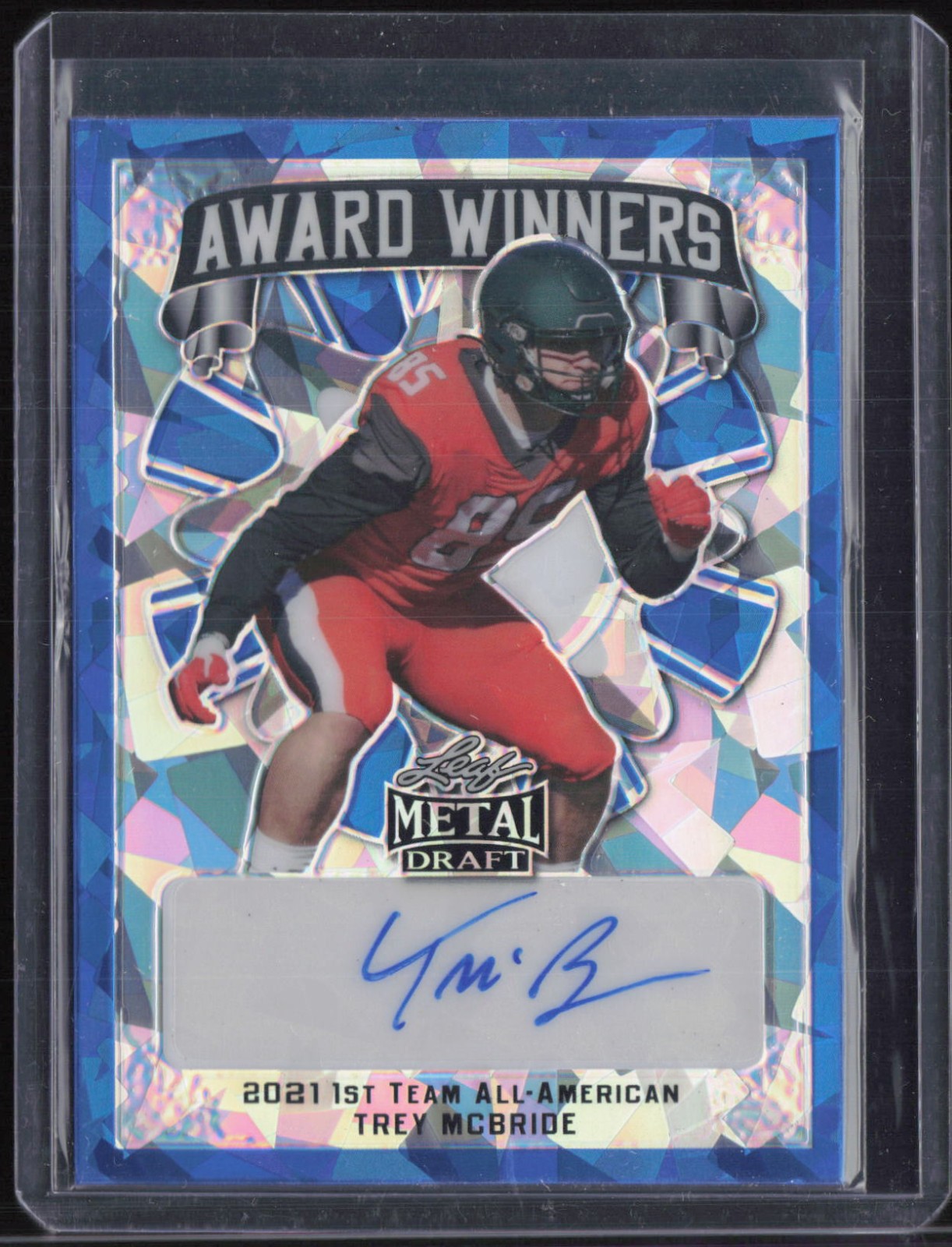 2022 Leaf Metal Draft Award Winners Blue Crystal Trey McBride /30 Auto RC Rookie