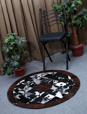 Cowhide Round Patchwork Carpet Handmade Cowhide Carpet  Home Décor Cow Skin 4213