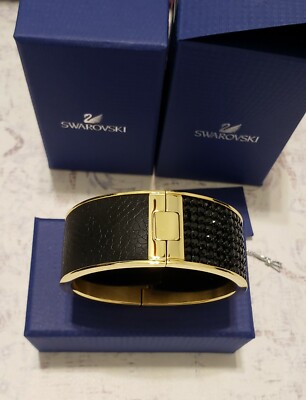 スワロフスキー　no11 Swarovski Intervalle Wide Hinged Bangle Black Crystal