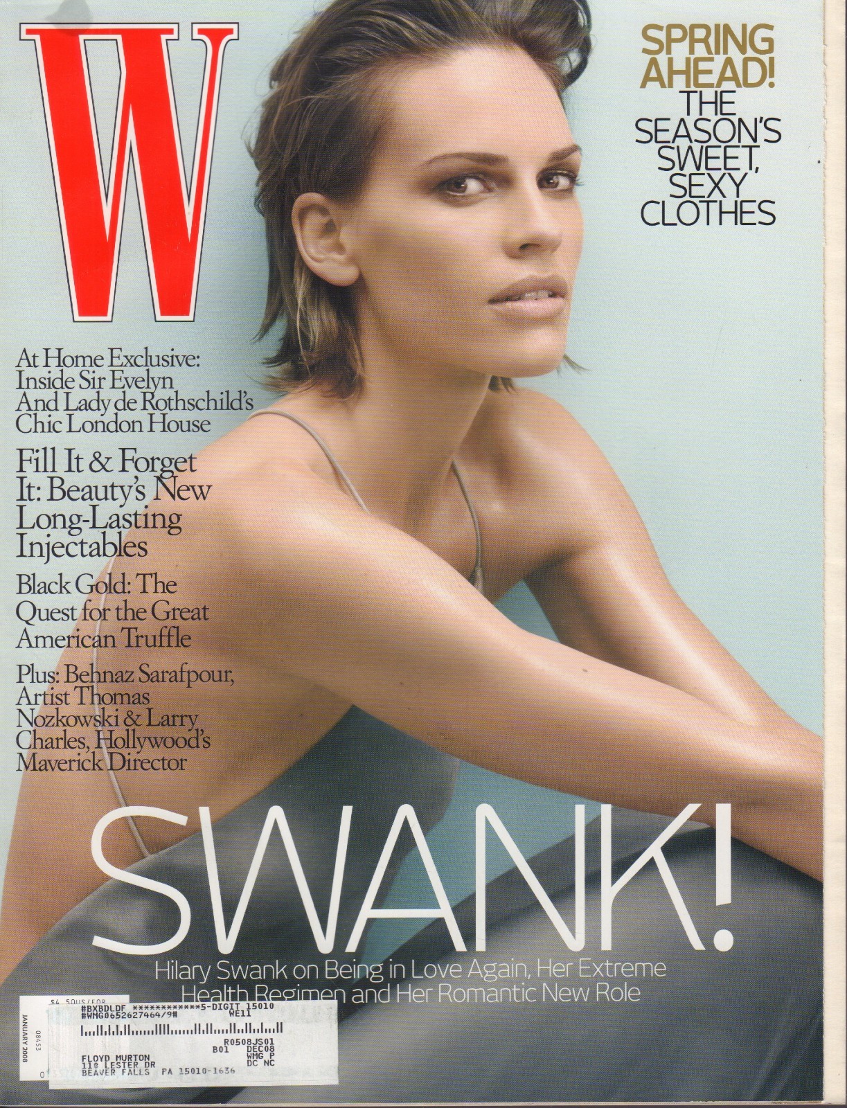 W Magazine January 2008 Hilary Swank Behnaz Sarafpour w/ML