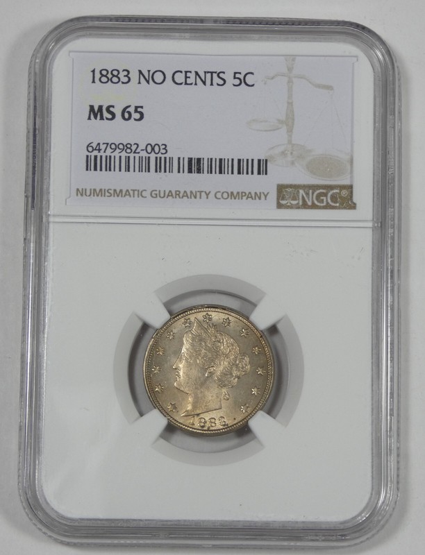 1883 Liberty/"V" Nickel NO "Cents"  CERTIFIED NGC MS 65