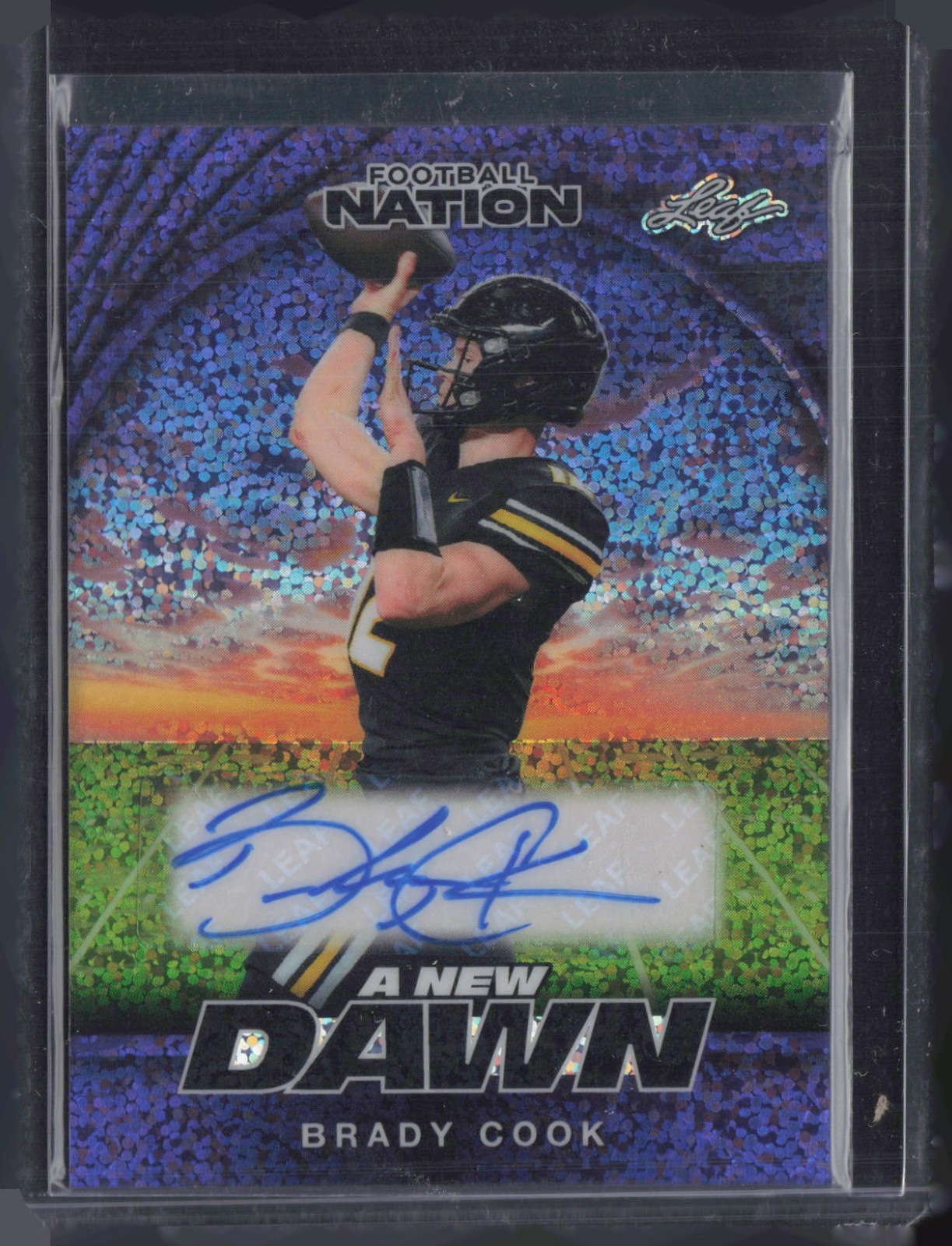 2025 Leaf Football Nation A New Dawn Sparkle Purple Brady Cook 4/8 Auto