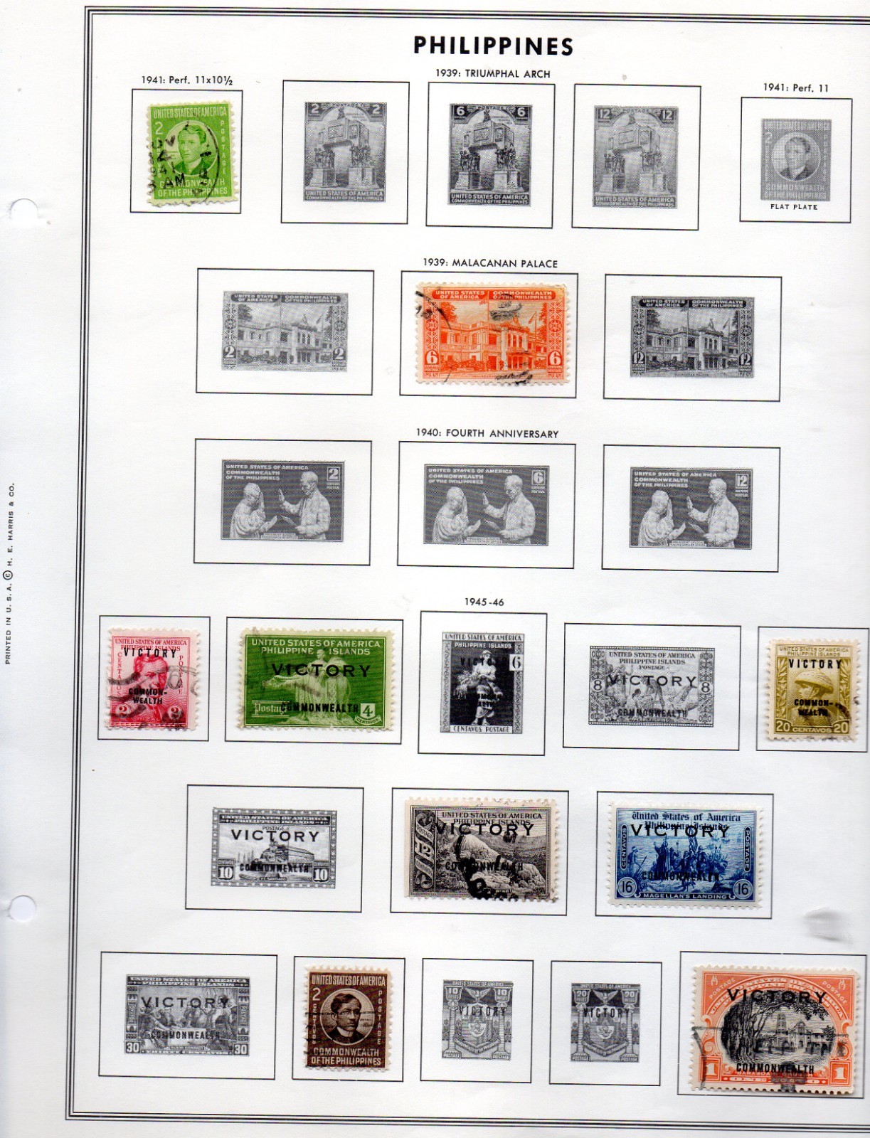 Philippines stamps 13 stamps 3 pages 1906-1946 mint and used