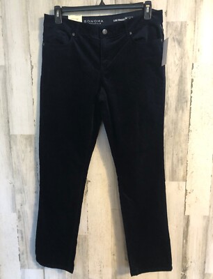 SONOMA Misses Slim Straight Corduroy Pants Sz 14 NWT Navy Blue Cotton Stretch