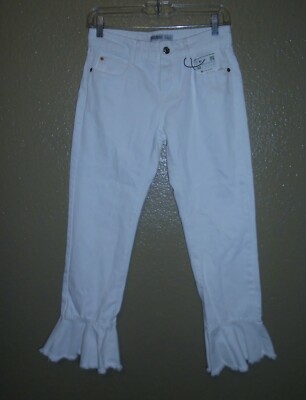 Zara Basic Z1975 Denim Flared Ankle Length White Jeans Women's Size 0  NWT