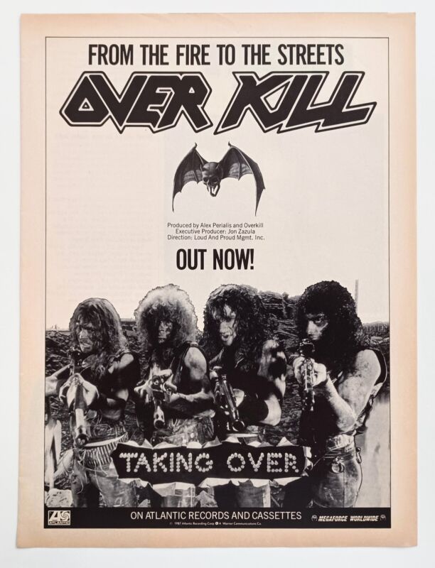 OVERKILL TAKING OVER~1987 Vtg Album Promo Print Ad Advert Poster Pinup Rock Art