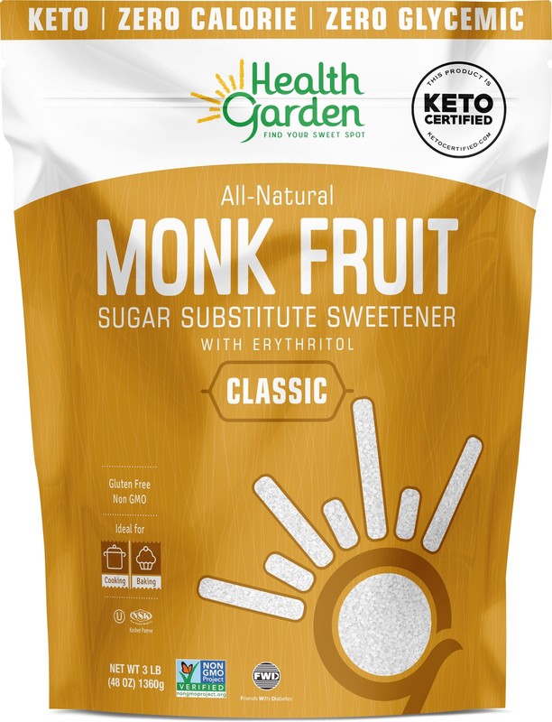 Keto Certified, All Natural Monk Fruit Sugar Substitute Sweetener