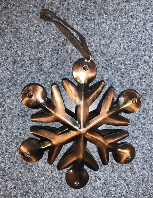 Large Metal Work 3D Copper-Colored Snowflake Hanging Christmas Tree Ornament L/N