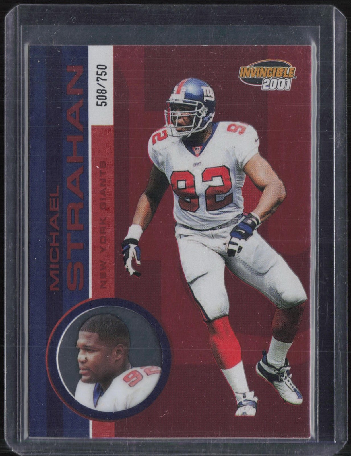 2001 Pacific Invincible Red #162 Michael Strahan 508/750