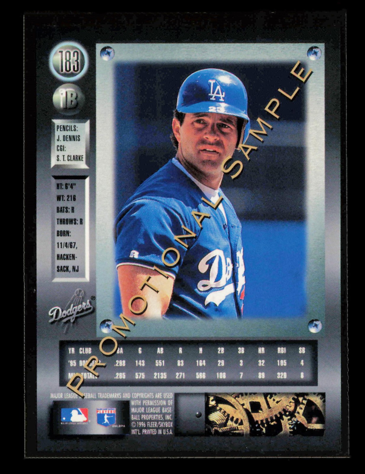 1996 Metal Universe #183 Eric Karros Promotional Samples Los Angeles Dodgers