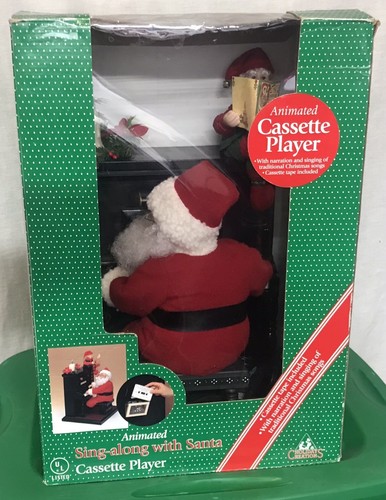 ハーモニカを吹くサンタの人形 Harmonica Playing Santa Vintage Harmonica Playing Santa Holiday Musical Dancing