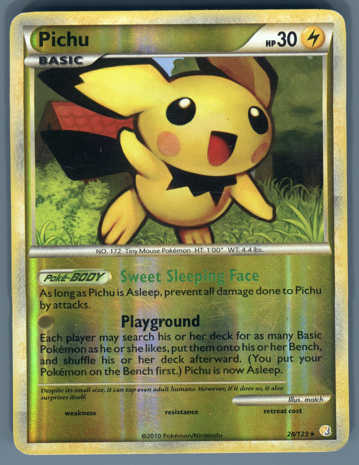 Pichu 28/123 Rare Reverse Holo Heart Gold Soul Silver Pichu 28/123 Rare Reverse Holo Heart Gold Soul Silver