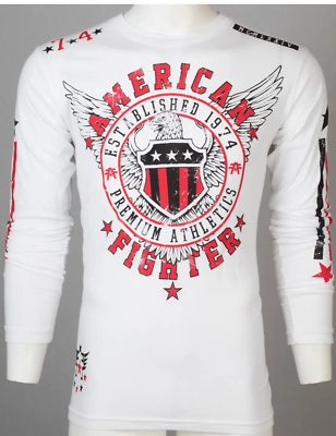 American Fighter Mens Long Sleeve Shirt EXCELSIOR Premium White S-3XL