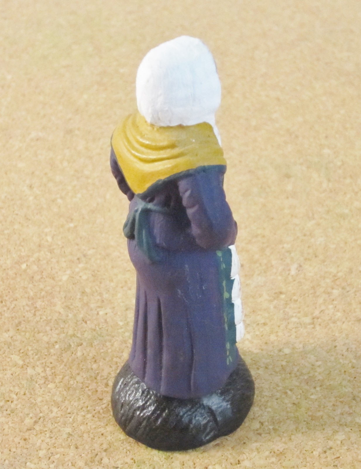 Castelin-Peirano French Nativity santon #2 or #3 woman with garlic and umbrella