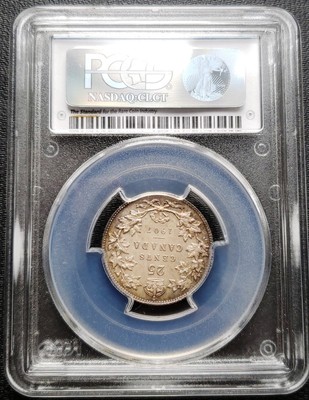 1907 Canada Silver 25 Cents Quarter ***PCGS Graded MS-64*** Great Detail