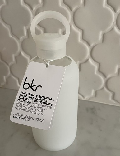 BKR 16 oz 500ML Glass Water Bottle with FROST White Silicone Sleeve BPA Free