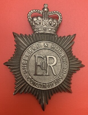SHEFFIELD and ROTHERHAM Constabulary Helmet Plate. 1967-1974 AF.