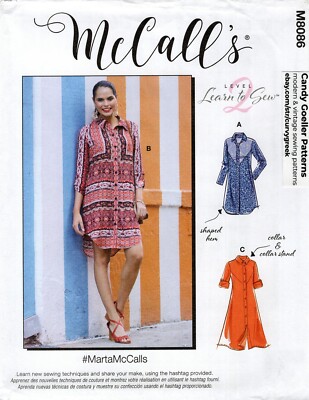 McCall's M8086 LEARN TO SEW The MARTA Button Front Dress Sz 6-14 UNCUT