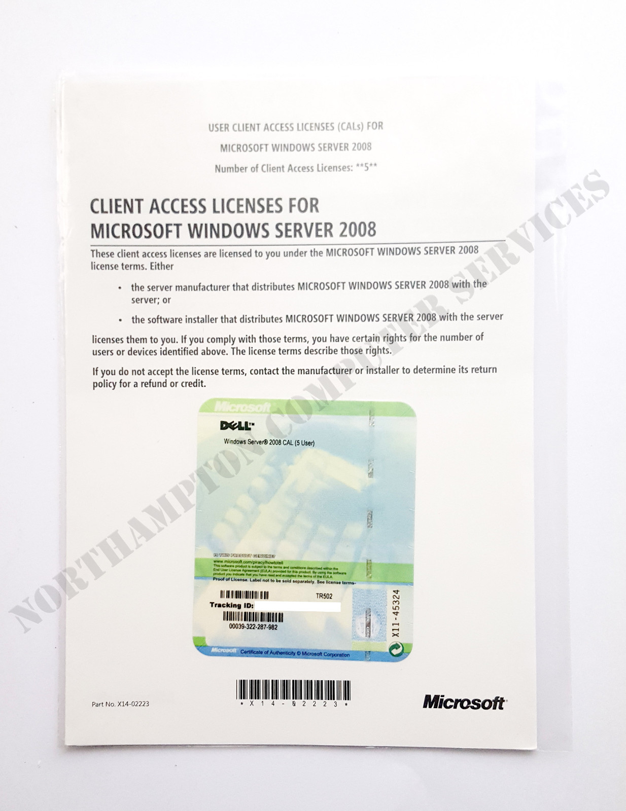 Microsoft Windows Server 2008 Dell 5 User Cals Tr502 Client Access