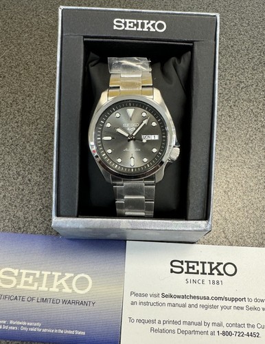 Pre-owned Seiko 5 Automatic Men's Watch Steel Bracelet Day-date Srpe51 Made In Japan