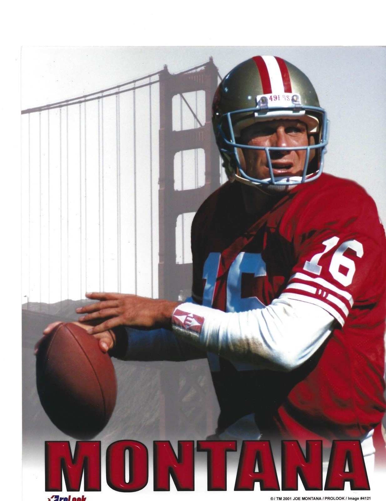 Joe Montana 49ers Football Golden Gate Bridge 8 x 10 Photo