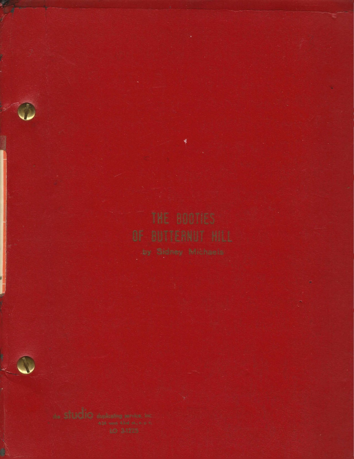 The Booties of Butternut Hill / Sidney Michaels 1966 3rd Draft Broadway Script