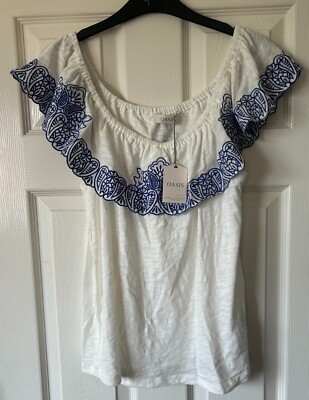 BNWT Floral OASIS Burnout Square Scalloped Hem Tulle Shell Top UK 12 £40!