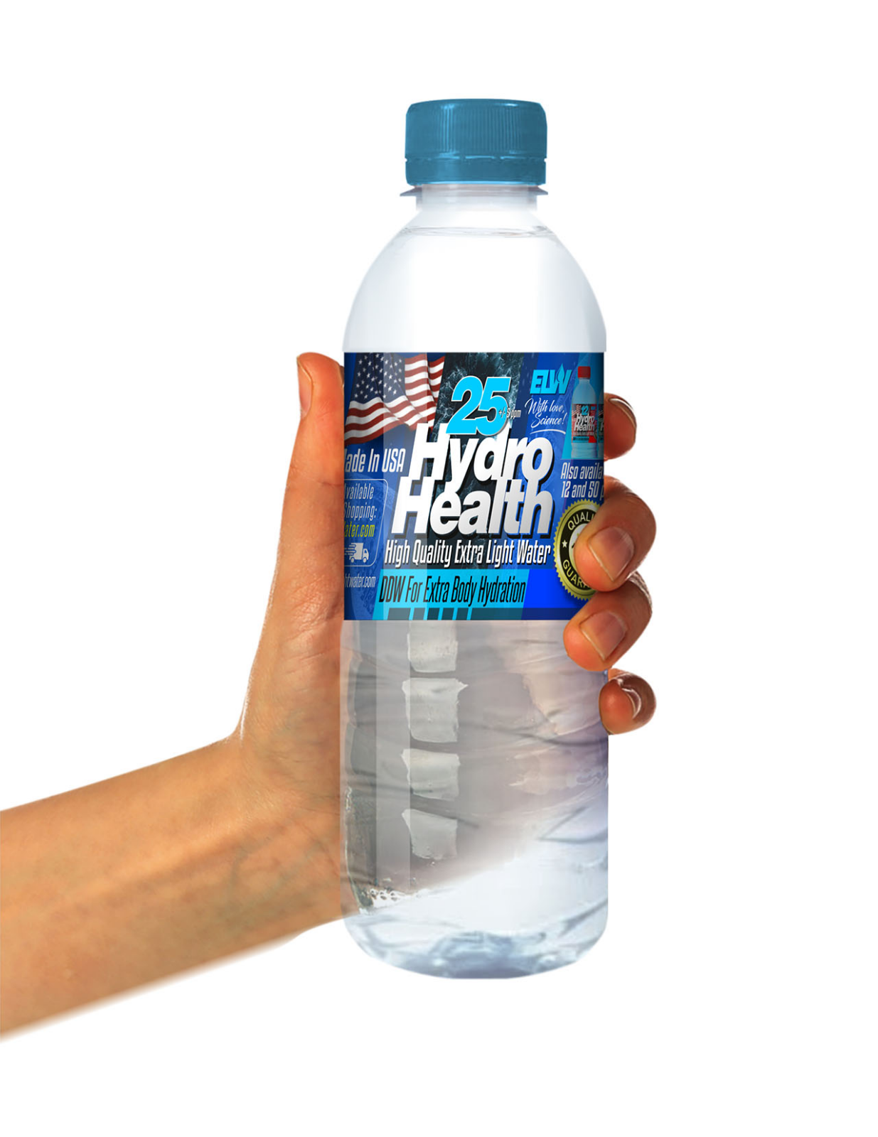 Deuterium Depleted Water 25 ppm Hydro Health  24 pcs x 500ML,free S&H to Cont.US