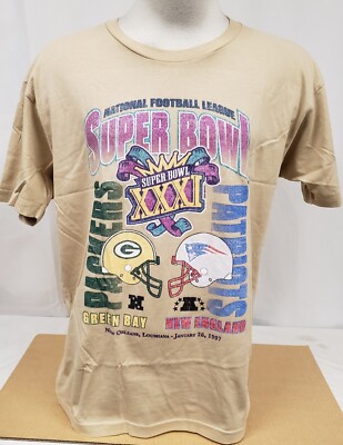 Brand New Men's M+N NFL 1997 Super Bowl XXXI Packers vs Patriots Short Sleeve-L