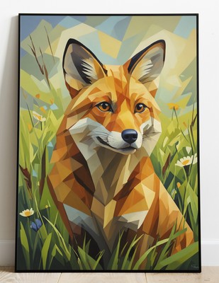 Intricate Contemporary Polygon Animal Artwork - Unframed Home Decor Item