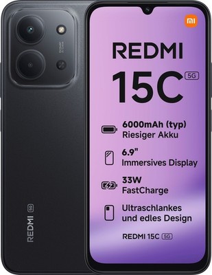Xiaomi Redmi 15C 5G 128GB schwarz Smartphone BRANDNEU