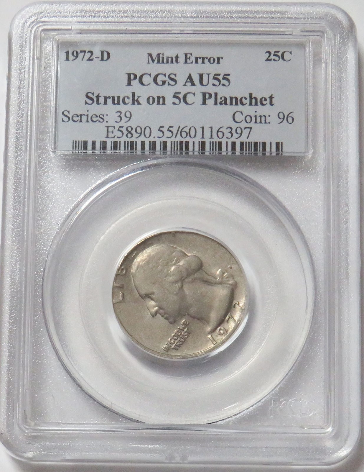 1972 D QUARTER STRUCK ON NICKEL PLANCHET ERROR PCGS AU55 | eBay