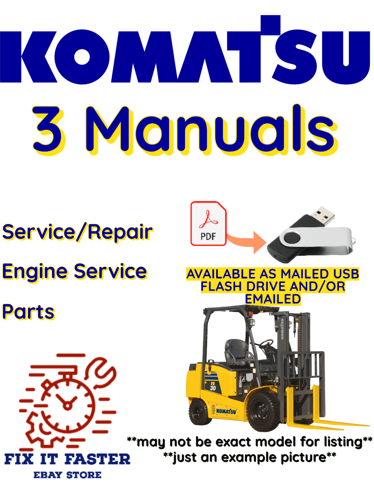 KOMATSU FD40-10 FORKLIFT SERVICE ENGINE PARTS REPAIR SHOP