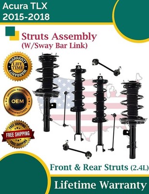 New OE Front & Rear Struts With Sway Bar For 2015-2018 Acura TLX 2.4L Lifetime W