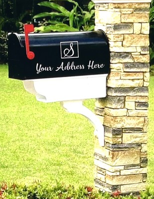 2 Custom Mailbox Address Vinyl Decals Mailbox Monogram Lettering Various Colors
