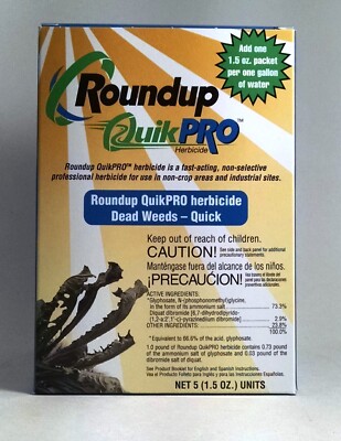 Roundup QuikPro (5x1.5oz) Herbicide/Weed killer - Very FAST acting product