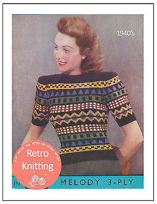 1940s Fair Isle Sweater Vintage Knitting Pattern - Copy