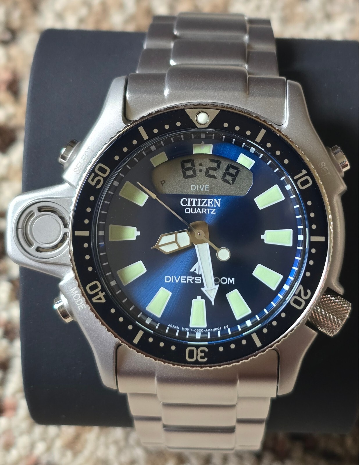 Pre-owned Citizen Aqualand Promaster Blue Dial Diver Watch Jp2000-67l Depth Sensor Alarm