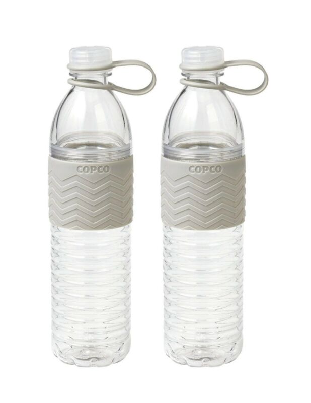 Copco Hydra Water Bottle Non Slip Sleeve BPA Free Plastic 20 Oz 2 Pack Gray