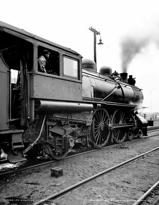 1904 Engineer at His Post, Michigan Central Old Photo 8.5" x 11" Reprint