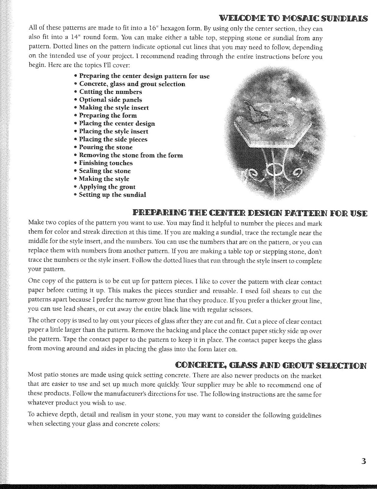 Mosaic Sundials, Tabletops and Stepping Stones by Mary Koehl