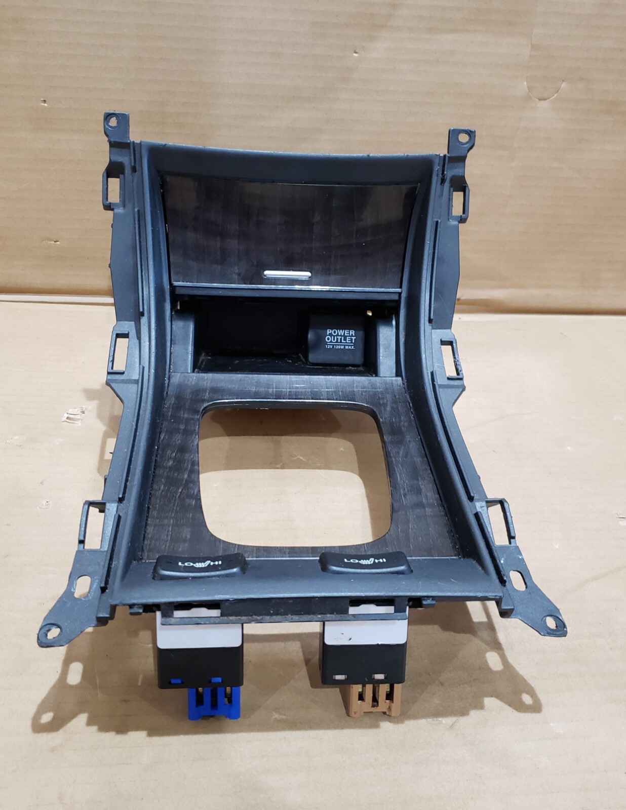04-08 Acura TL Center Console Shifter Bezel Storage Black Wood 77290-SEP-A010