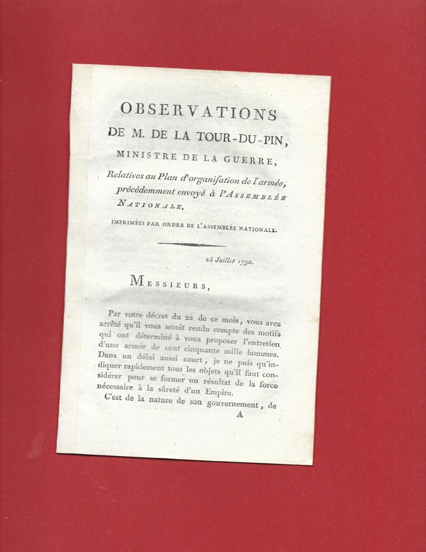 1790 Revolution Observations De La Tour Du Pin Organisation Armee