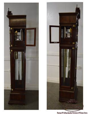 Charles Sligh Mahogany Inlaid 9 Tube Grandfather Clock (AA)